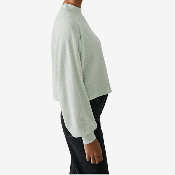 NWT Free People Fun Times Turtle Thermal Pullover, Iced Sage - Picture 9 of 9